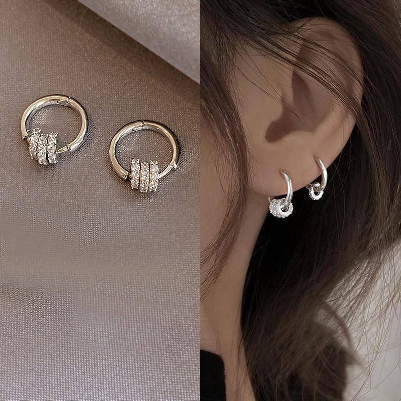 D0091三圈流苏耳扣-银色