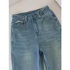 Calça jeans flare de cor clara para mulheres, 2026 nova primavera e outono fina cintura alta stretch emagrecedora reta solta pantalona