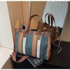 Bolsa de Lona Transfronteriza para Mujer, Gran Capacidad, Nuevo Estilo 2026, Bolso de Hombro Cruzado con Bloques de Color, Bolsa para Clase, Bolso Tote para Viajar