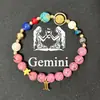 Pulsera de moda europea y americana TK SHEIN de venta caliente, ágata rosa natural, doce signos del zodíaco, pulsera de pareja, ocho planetas