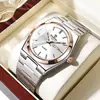 Binbond Elegante Nuevo Hebilla de Acero Inoxidable Reloj de Cuarzo Casual de Negocios para Hombre Delgado Doble Calendario Reloj para Hombre
