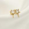 Plata de Ley 925 Chapado en Oro Oro Blanco Oro Rosa Estilo Princesa DIY Circonita Cúbica Diamante Individual Aretes de Presión Pasadores de Oreja Accesorios para Orejas