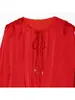 Moda Marca Z Transfronteriza Satén de Seda Ropa para Mujer Estilo de Venta Caliente Aliexpress Camisa Texturizada Estilo Europeo y Americano Globo Rojo Dulce Za