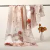 Lenço Estampado de Seda 12mm para Mulheres Primavera Verão Lenço Quadrado de Seda de Amora Estilo Chinês Lenço Versátil Toque de Luxo Leve Lenço Longo