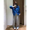 Zedai Jia Yi Ropa de Blogger Estilo Coreano Otoño e Invierno Versátil Canalé Doble Cremallera Solapa Suéter de Punto Chaqueta Cardigan para Mujer