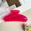 Presilha de Cabelo Transparente Gelatina Fluorescente Versátil Estilo Coreano, Cor Sólida Simples, Design Único, Tamanho Pequeno, Presilha de Tubarão para Meio Rabo