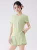 Conjunto de Yoga Top de Manga Corta para Mujer Verano Holgado Transpirable de Secado Rápido Cuello Redondo Casual Cómodo Pantalones Cortos Deportivos