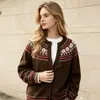 Cárdigan de moda nuevo para otoño e invierno, estilo europeo y americano transfronterizo, cuello redondo, bloques de color, prenda exterior casual, suéter de punto adelgazante para mujer