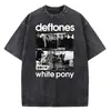 Camiseta de Verano Lavada Unisex Hip Hop Deftones Estampado Vintage Camiseta de Algodón Moda Streetwear para Hombre