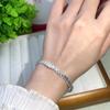 Pulsera de Plata Pura 9999 con Forma Irregular para Mujer, Pulsera Sólida Abierta con Corazón de Hielo Picado, Joyería Versátil de Moda de Alta Gama