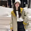 Gabardina de Bloques de Color para Niña, Nuevo Estilo Otoño 2026, Ropa de Otoño para Niños, Abrigo de Moda de Longitud Media Estilo Coreano para Niñas Mayores, Primavera y Otoño
