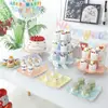 Decoración de Cumpleaños Adornos para Mesa de Postres Exhibidor de Boda Estante de Exhibición Desechable de Tres Niveles Soporte para Pasteles Rejilla para Pasteles