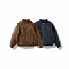 Yidao Roupas Vintage 2026 Inverno Novo Japonês Retrô Desconstruído Gola Alta Curta Camurça de Veado Acolchoada Jaqueta de Trabalho Masculina
