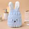 Touca de secar cabelo infantil com desenho de coelho para outono e inverno, fleece de coral espesso, absorvente e de secagem rápida, touca de shampoo para bebê e toalha de secar cabelo