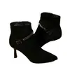 Botines de tacón alto con punta para mujer, nueva colección otoño/invierno 2026, gamuza, elegantes, forrados de felpa, modernos, con pedrería, tacones finos y efecto adelgazante
