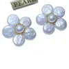 Aretes de Perlas Barrocas Irregulares de Agua Dulce Naturales, Aretes de Pétalos de Perla de Plata 925, Diseño Original, Aretes Elegantes
