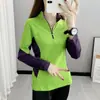 Ropa de Secado Rápido para Exteriores para Mujer Primavera y Verano Transpirable Elástica Cuello de Camiseta Camiseta Base Deportes Escalada Ajustado Manga Larga Top