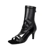 Sandálias de Salto Alto para Jazz Dance Estilo Europeu e Americano Bico Quadrado Abertas para Mulheres Verão Vazadas Jazz Peep-Toe Sapatos de Dança Tamanho Grande