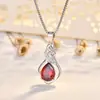 Collar de Gema de Gota de Agua de Lujo para Mujer, Cadena Versátil de Plata para Clavícula, Colgante de Cristal de Diseño de Nicho de Gama Alta, Suministro para Transmisión en Vivo