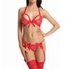 Lencería sexy de encaje con tentación, sujetador de tres puntos, ropa interior femenina de talla grande con tirantes, traje libre de pasión