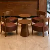 Conjunto de Mesa e Cadeiras para Café, Cadeira Sofá Individual para Loja de Chá com Leite, Área de Jantar Comercial de Lazer para Pousada Hotel, Estilo Retrô