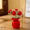 Planta de rosa artificial tejida en maceta, producto terminado hecho a mano a crochet, flor artificial para decoración de escritorio en casa, venta al por mayor de regalos, flor de hilo