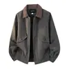 Nueva chaqueta de cuero vintage con solapa para otoño e invierno para hombre, casual versátil moderna de corte holgado abrigo de cuero cálido de negocios