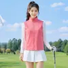 Colete Leve de Penas para Golfe Feminino, Gola Alta, Penas de Pato Branco, Colete de Meia Manga, Colete de Penas para Esportes de Caminhada e Ciclismo Masculino