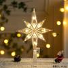 Navidad Nueva estrella luminosa para la punta del árbol Suministros de decoración para el árbol de Navidad transfronterizos para Navidad estrella transparente de cinco puntas con luz