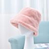 Sombrero de Pescador para Mujer, Sombrero de Cubo de Felpa para Otoño e Invierno, Sombrero de Color Sólido con Copa Plana y Ala Ancha, Sombrero Cálido de Piel Gruesa, Sombrero Versátil de Ala Ancha