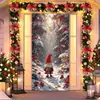 Decoração de Porta Janela de Natal Tecido de Fundo Laço Sino Tema Boneco de Neve Fundo para Fotos Fonte de Fábrica Transfronteiriça