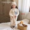 Pijama Infantil Estilo Coreano em Chenille Outono/Inverno Conjunto Espesso de Fleece de Coral Roupa de Casa Roupa de Inverno Transfronteiriço