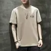 Nova Camiseta Estilo Hong Kong Masculina Verão Tendência Marca Estampada Manga Curta Meia Manga Solta Camiseta de Manga Curta Marca Tendência Roupa Masculina