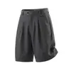 Shorts de traje vaporosos para verano, con cinturón ajustable, corte recto tridimensional, pantalones casuales plisados de longitud media con un toque de alta gama