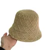 Chapéu Bucket Jacquard Grande com Padrão de Diamante Estilo Japonês Cor Sólida Respirável para Mulheres, Chapéu de Sol Casual Artístico para Proteção Solar na Primavera e Verão