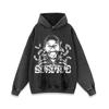 Marca de moda americana original suéter pullover lavado desgastado para hombre y mujer vintage hip hop retro vintage sudadera con capucha de manga larga