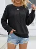 Suéter de punto de cuello redondo tipo pullover estilo europeo y americano, comercio exterior transfronterizo, manga larga, tejido de punto trenzado texturizado, color liso, versátil top de punto para otoño e invierno