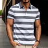 Camisa Polo Masculina de Verão, Top Elegante com Gola Listrada, Novo Estilo de Comércio Exterior Transfronteiriço Camisa Polo Masculina de Manga Curta