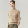 ¡Suave y delicado con la piel! Suéter 100% cachemira pura para mujer, con cuello semialto, un diseño de punto sencillo, un corte holgado y un estilo versátil como capa base.