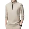 Sudadera de hombre estilo coreano con forro polar, moda de invierno casual con cuello alto, cierre de cremallera, color liso, cálida, manga larga, para hombres jóvenes y de mediana edad