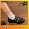 Mocassins redondos estilo francês, inspiração britânica, nova coleção outono 2026 feminina, versáteis para uniformes e estilos JK, sapatos de couro retro de sola grossa