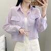 Abrigo corto de gasa de verano para mujer, ropa de abrigo de moda, chal fino, camisa de manga larga con aire acondicionado, cárdigan combinable.