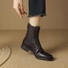 Botines Chelsea retro franceses para mujer otoño e invierno 2023 punta redonda piel de vaca botines al tobillo planos desgastados plisados botas Martin