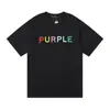 Comércio Exterior Marca da Moda Marca Roxa Logo Clássico de Letras Estampado Manga Curta Névoa Rua Americana Marca da Moda Camiseta