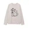 Exportación Transfronteriza Ropa de Mujer Otoño e Invierno 2025 Estilo Europeo y Americano Cuello Redondo Manga Larga Estampado de Gato Suéter de Punto Tops para Mujer