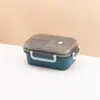 Lonchera de Doble Capa con Tapa, Lonchera Compartimentada para Oficinistas, Apta para Microondas y Calentable, Lonchera para Estudiantes con Cubiertos