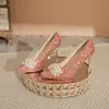 Sapatos de Casamento Champagne Francês de Luxo para Mulheres Salto Agulha Pés Não Cansados Xiuhe Vestido de Casamento Sapatos de Salto Alto de Duas Formas com Strass