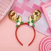 Faixa de Cabeça Decorativa de Natal para Menina Faixa de Cabeça de Rena com Lantejoulas de Natal Celebridade da Internet Festa Headwear Antiderrapante para Pressionar o Cabelo