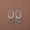 Novos Brincos de Tendência Nacional Estilo Chinês Estilo Antigo para Mulheres, Brincos Longos com Franja de Prata Xizang Estilo Palácio Retro, Joias para Orelha Estilo Étnico