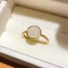 Anillo Abierto Redondo con Piedra Chapado en Oro Real de 18k Estilo Nicho de Alta Gama Anillo para el Dedo Índice Temperamento Exquisito Joyería Versátil para la Mano